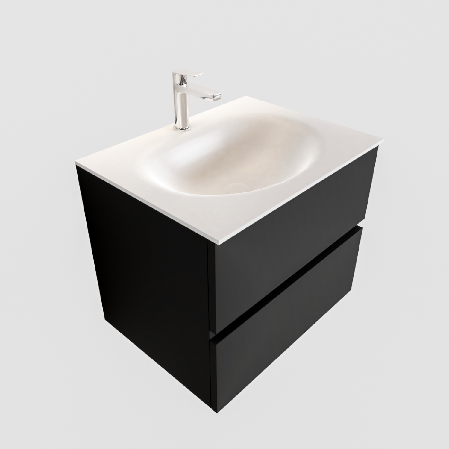 Boss & Wessing Badkamermeubel Solid Surface BWS Stockholm 60x45 cm Mat Zwart Urban (1 kraangat)