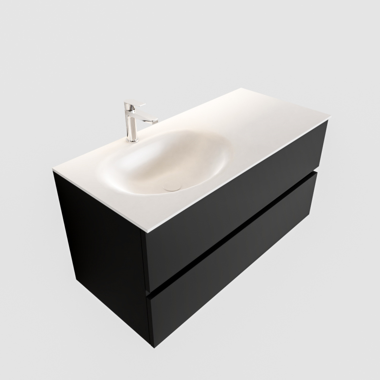 Boss & Wessing Badkamermeubel Solid Surface BWS Stockholm 100x45 cm Mat Zwart Urban Links (1 kraangat)