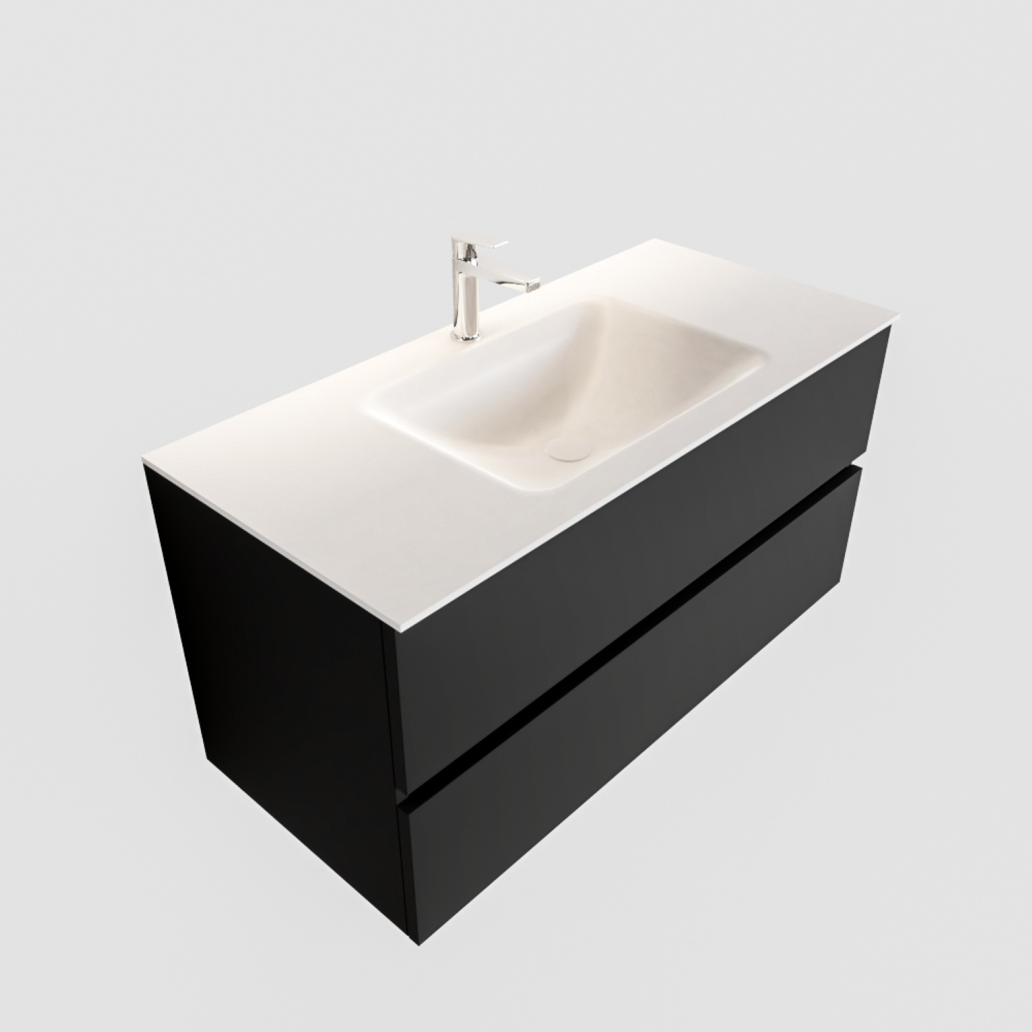 Boss & Wessing Badkamermeubel Solid Surface BWS Oslo 100x45 cm Mat Zwart Urban Midden (1 kraangat)
