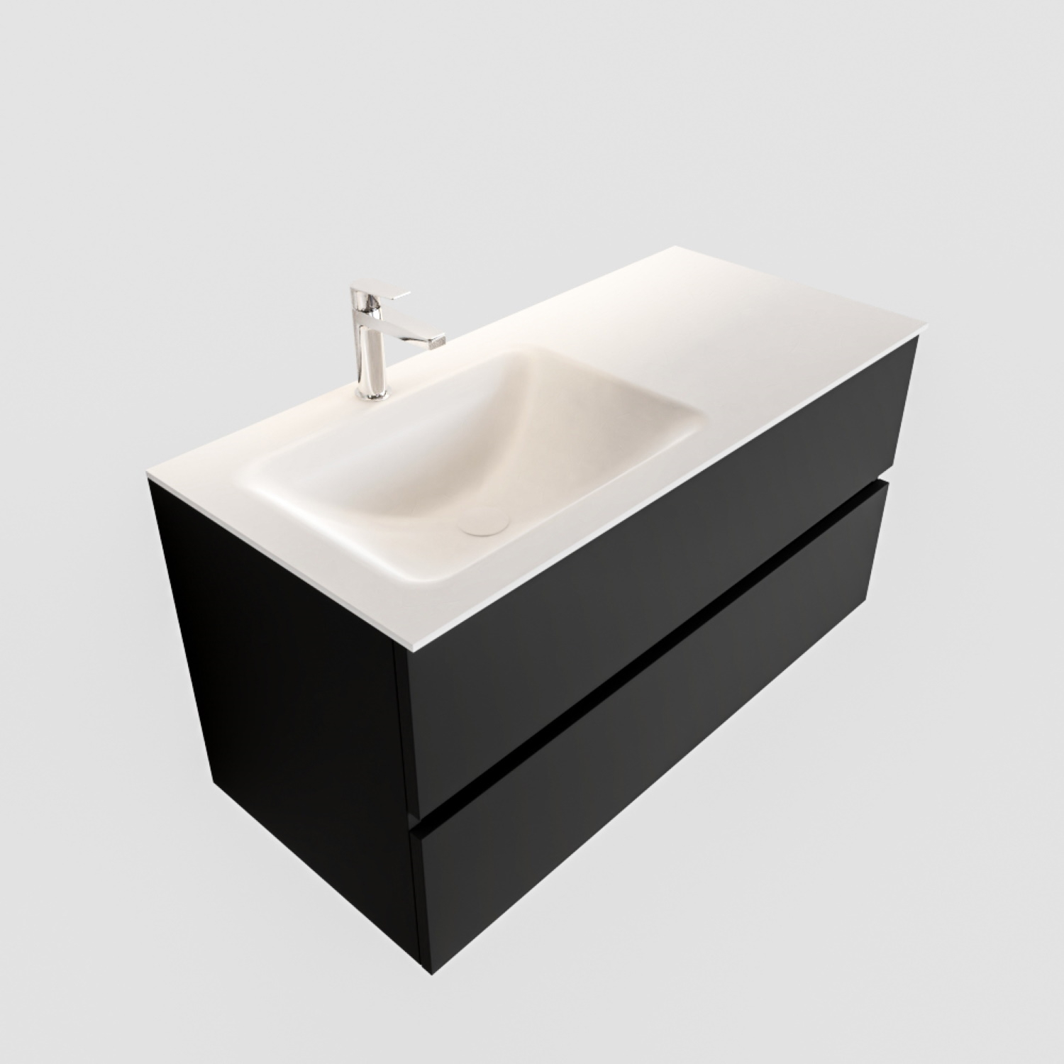 Boss & Wessing Badkamermeubel Solid Surface BWS Oslo 100x45 cm Mat Zwart Urban Links (1 kraangat)