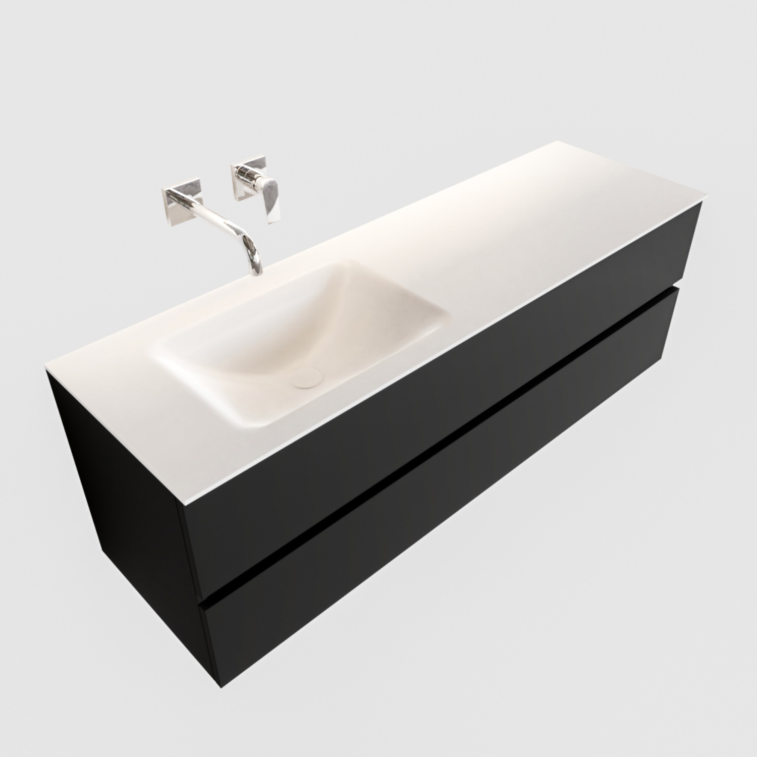 Boss & Wessing Badkamermeubel Solid Surface BWS Oslo 150x45 cm Mat Zwart Urban Links (0 kraangaten)