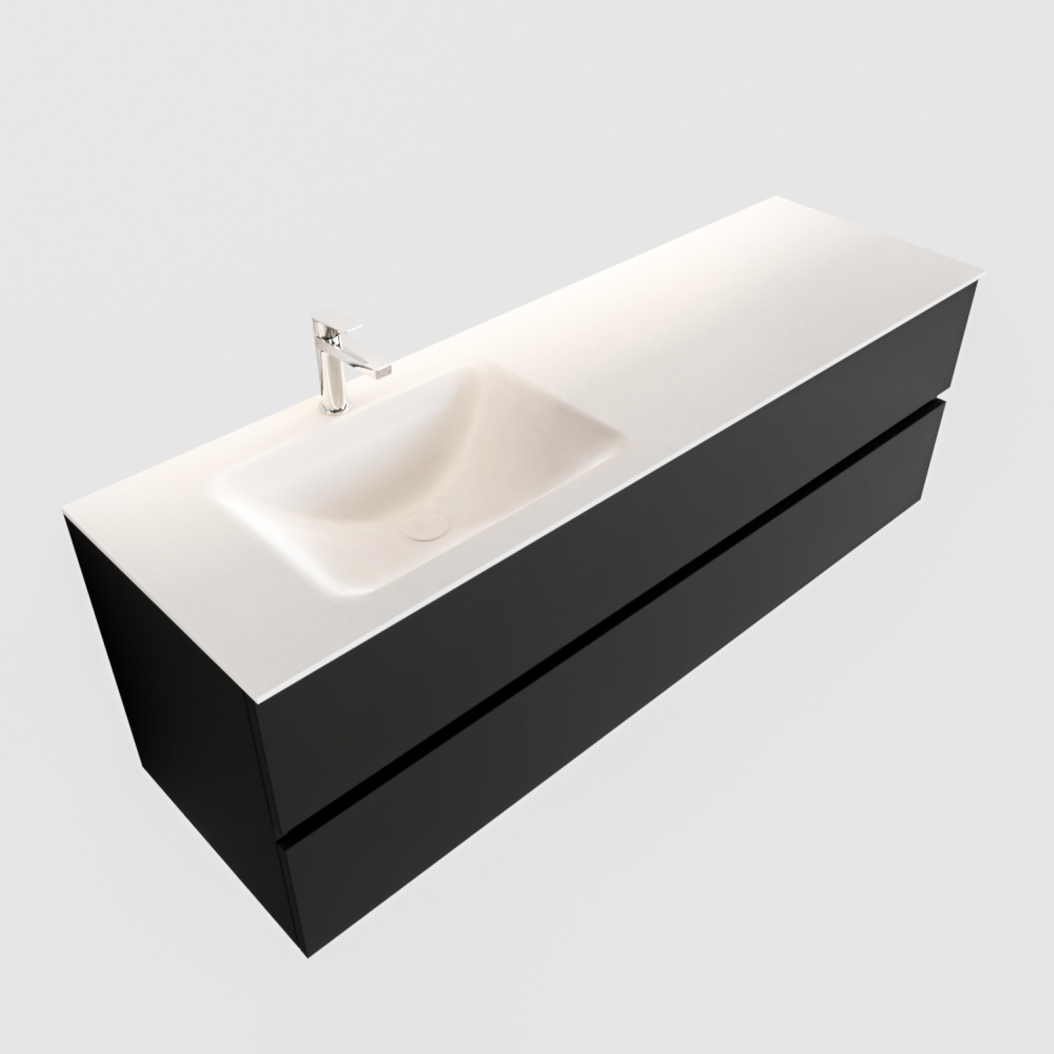 Boss & Wessing Badkamermeubel Solid Surface BWS Oslo 150x45 cm Mat Zwart Urban Links (1 kraangat)