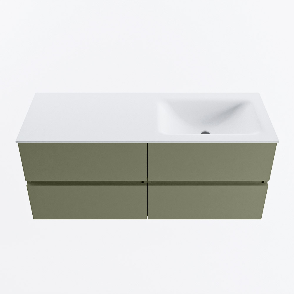 Mondiaz VICA 120cm badmeubel onderkast Army 4 lades. Wastafel CLOUD rechts 1 kraangat, kleur Talc.
