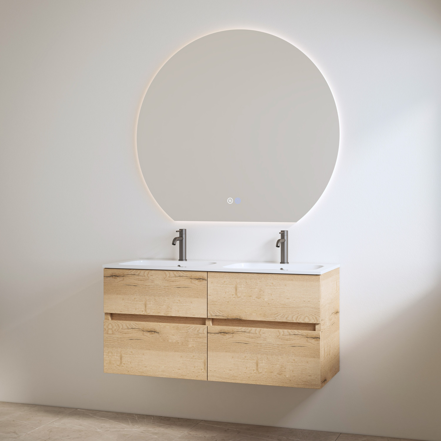 Best Design Duo Wastafel 2 Kraangaten met Onderkast  Bora 120 cm Halifax Hout
