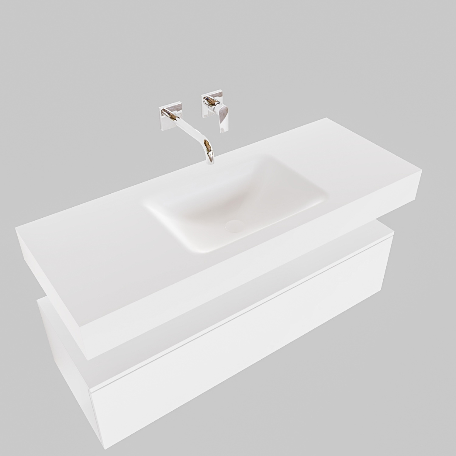 Boss & Wessing Badkamermeubel BWS Ibiza 120 cm Solid Surface Wastafel Mat Wit (acht varianten)