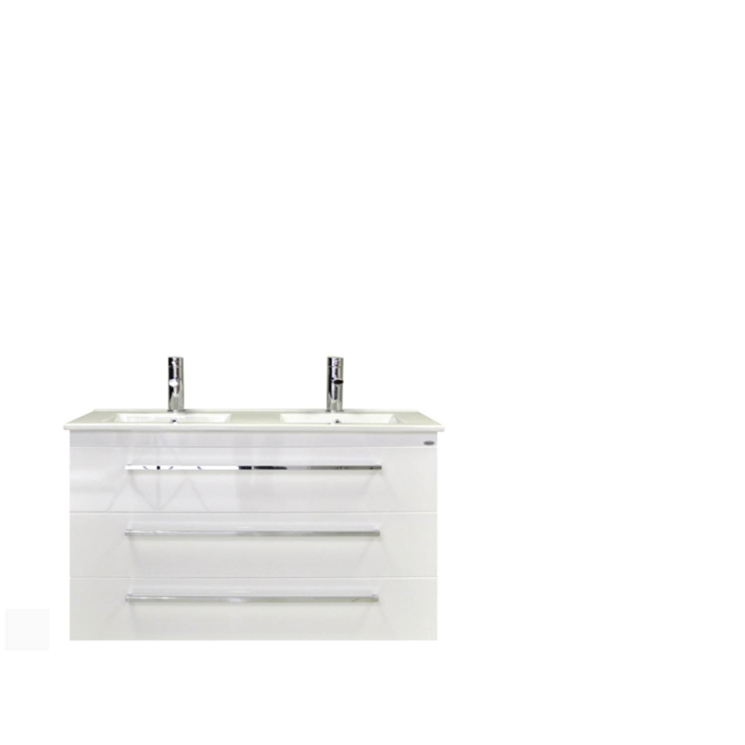 Sanicare Badkamermeubelset  Q1 3 Soft Close Lades Hoogglans Wit 121x46 cm
