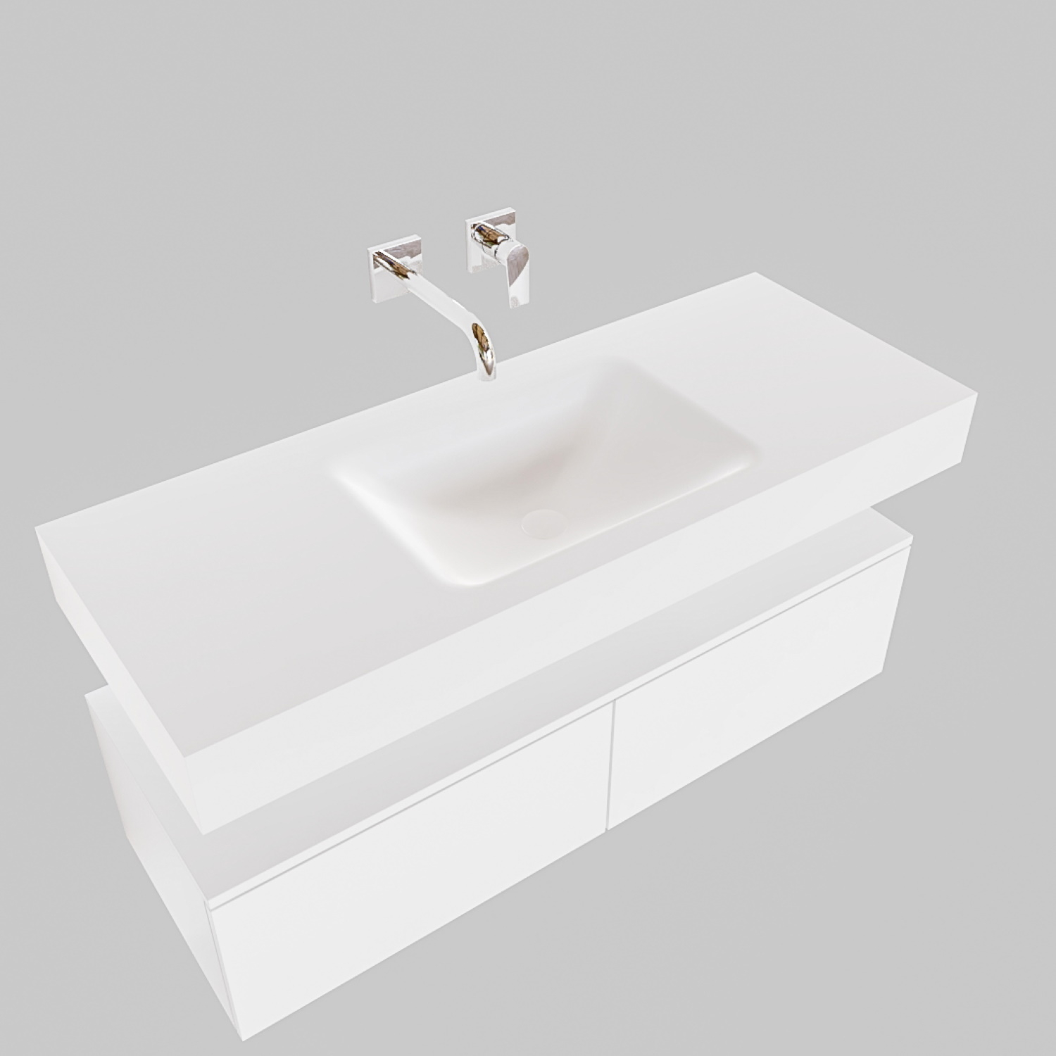 Boss & Wessing Badkamermeubel BWS Ibiza 120 cm Twee Soft-Close Lades Solid Surface Wastafel Mat Wit (acht varianten)