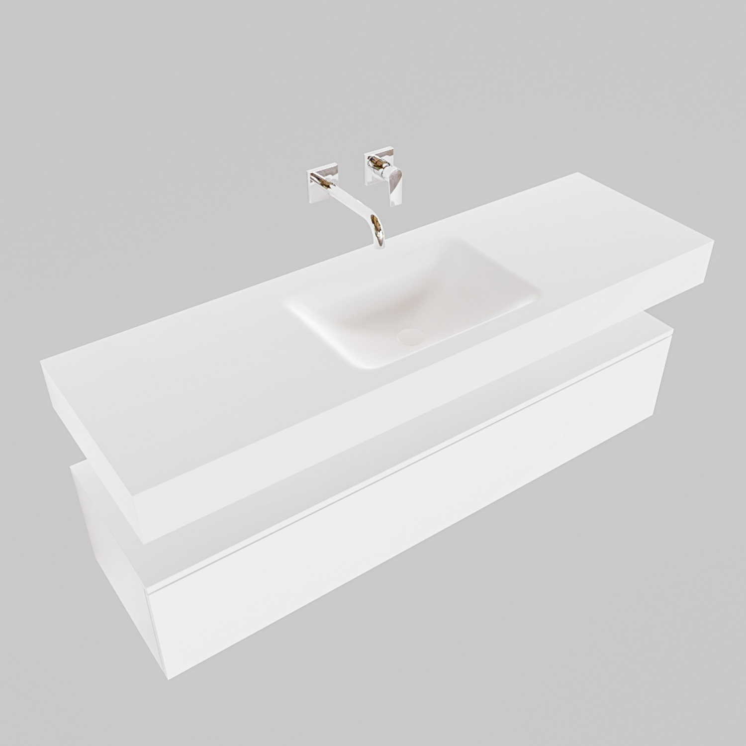 Boss & Wessing Badkamermeubel BWS Ibiza 150 cm Soft-Close Lade Solid Surface Wastafel Mat Wit (acht varianten)