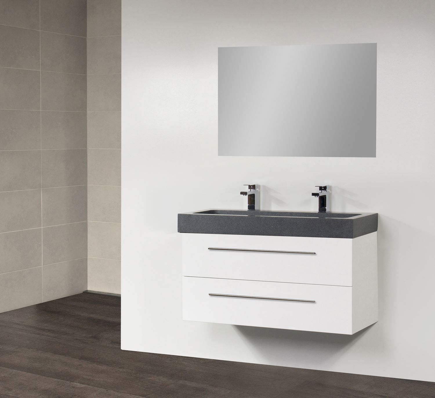 Sanitop Badkamermeubel Exclusive Black Stone 100 cm Wit
