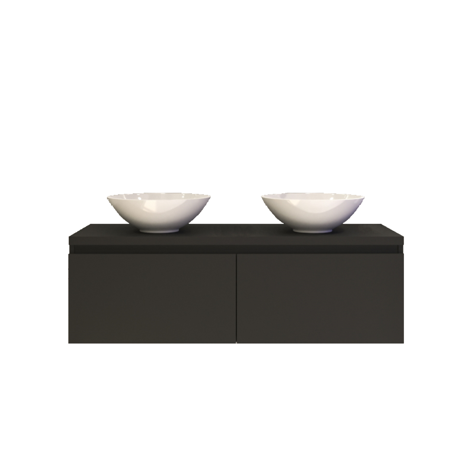 Gliss Design Badkamermeubelset Gliss Eros 120 cm Mat Zwart Met 2 Lades Met Waskom