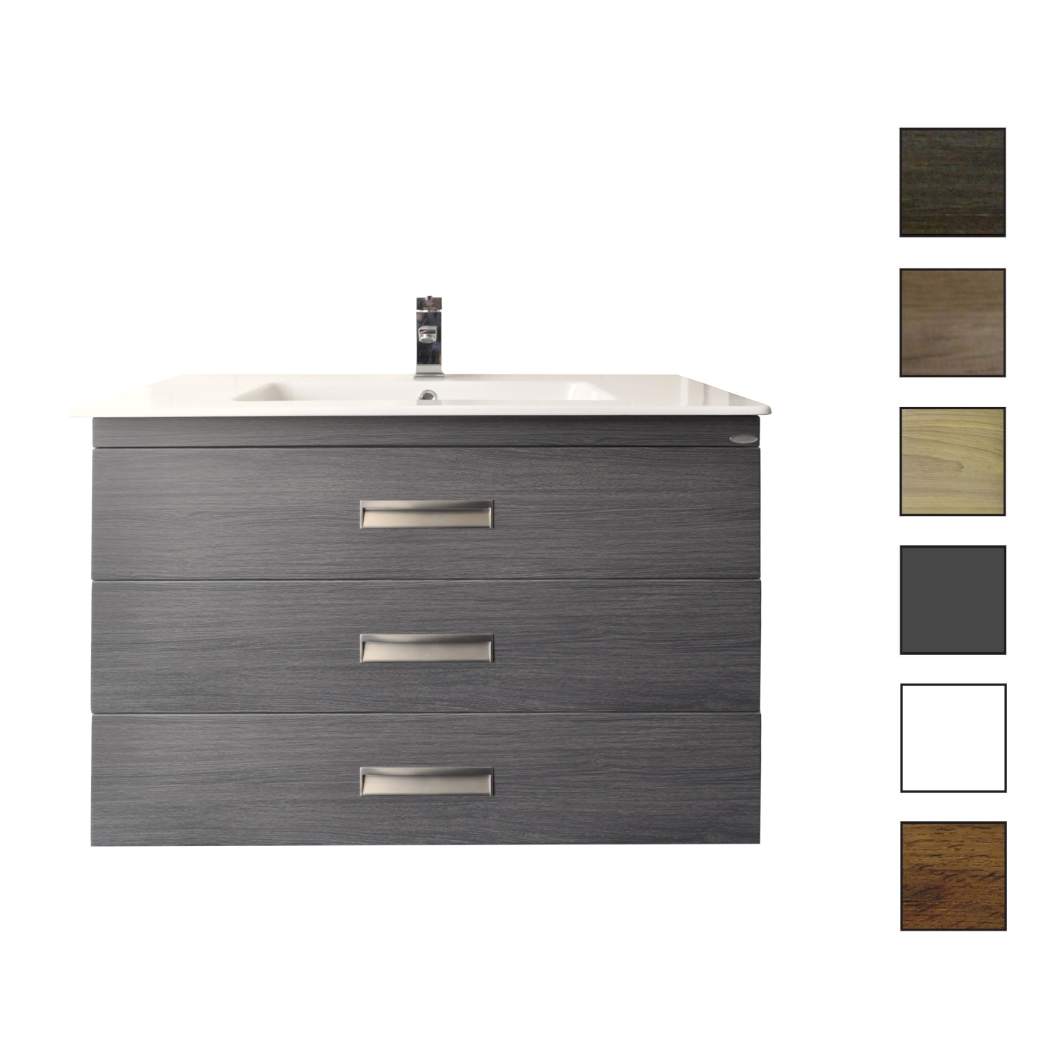 Sanicare Badkamermeubelset  Q3 3 Soft-Close Laden 70 cm Schots-Eiken (spiegel optioneel)