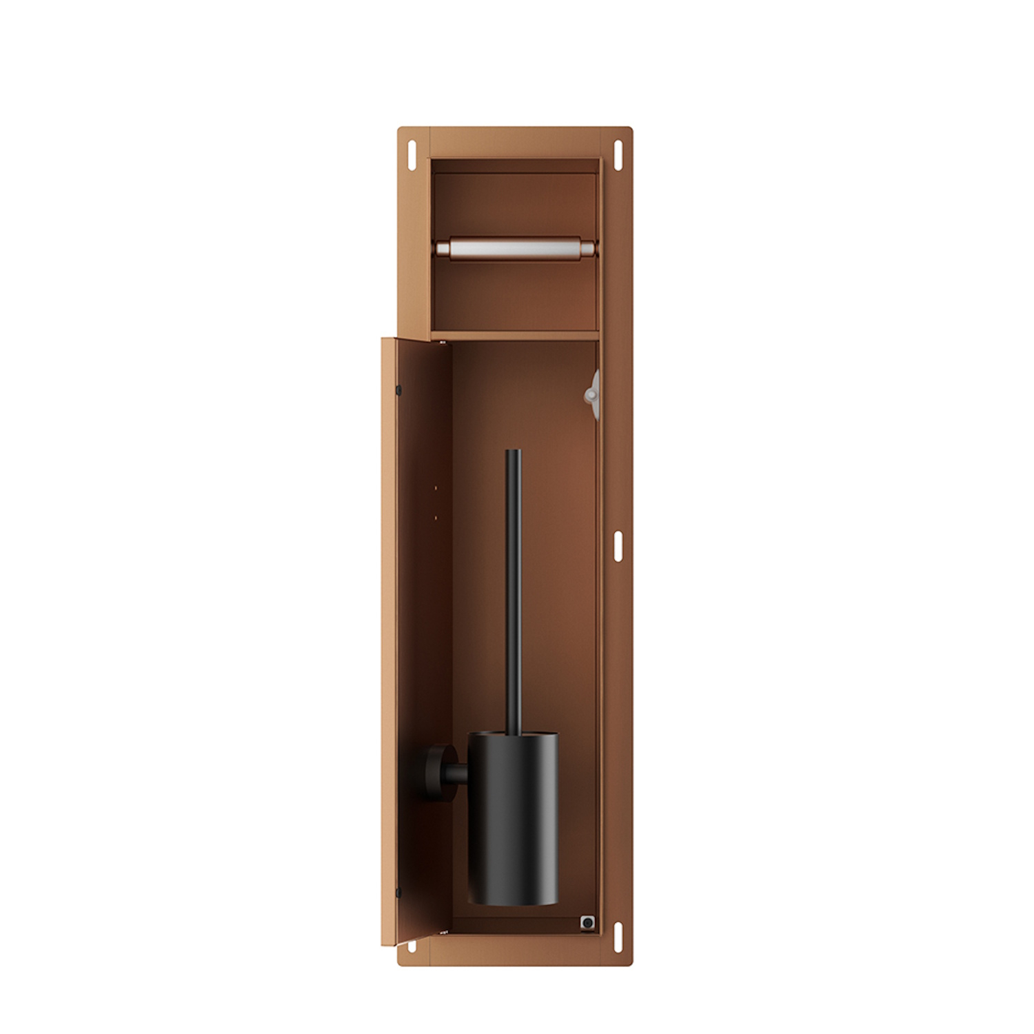 Boss & Wessing Toiletrol- en Borstelhouder Inbouw BWS Milan Betegelbaar Geborsteld Brons Koper
