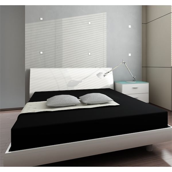 Nightlife Topper Hoeslaken - Katoen Dubbel Jersey - zwart - 90x200 cm - Zwart -  - 