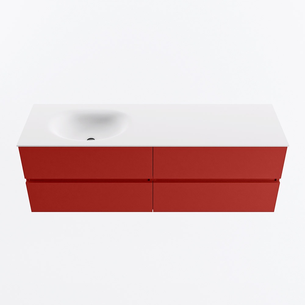 Mondiaz VICA 150cm badmeubel onderkast Fire 4 lades. Wastafel MOON links 1 kraangat, kleur Talc.
