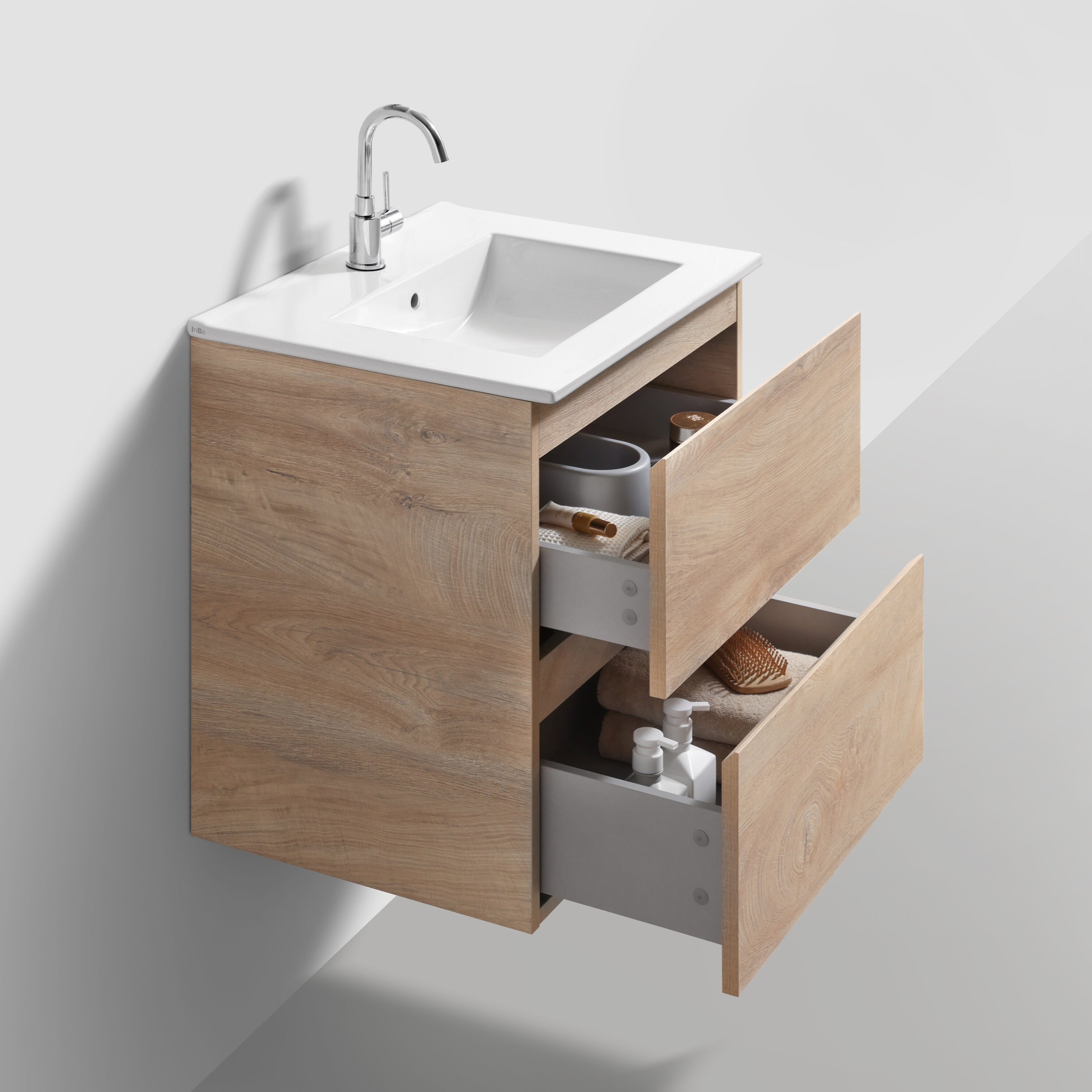 Clou Badmeubelset Met Spiegel  InBe 60 CM Grieks Eiken