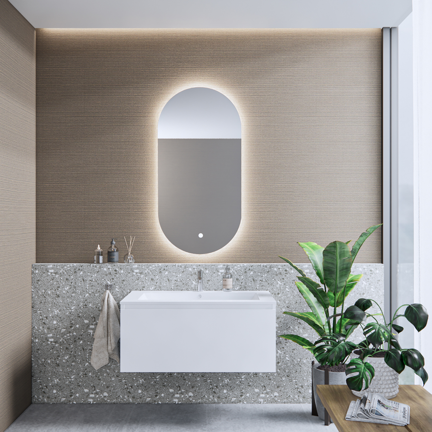 Boss & Wessing Badkamermeubelset BWS Anubis 60cm 1 Lade Mat Wit Met Wastafel (Naar Keuze)