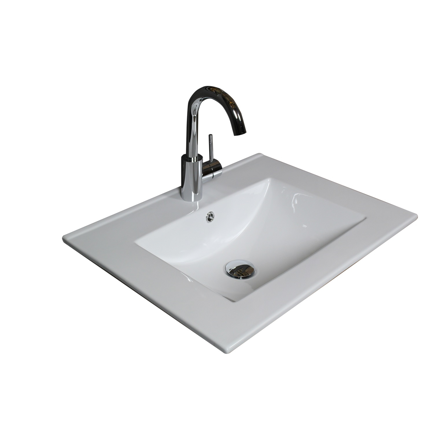 Boss & Wessing Badmeubelset BWS Salt 50x46cm Met Grepen 2 Lades Met Wastafel 1 Kraangat Ice White