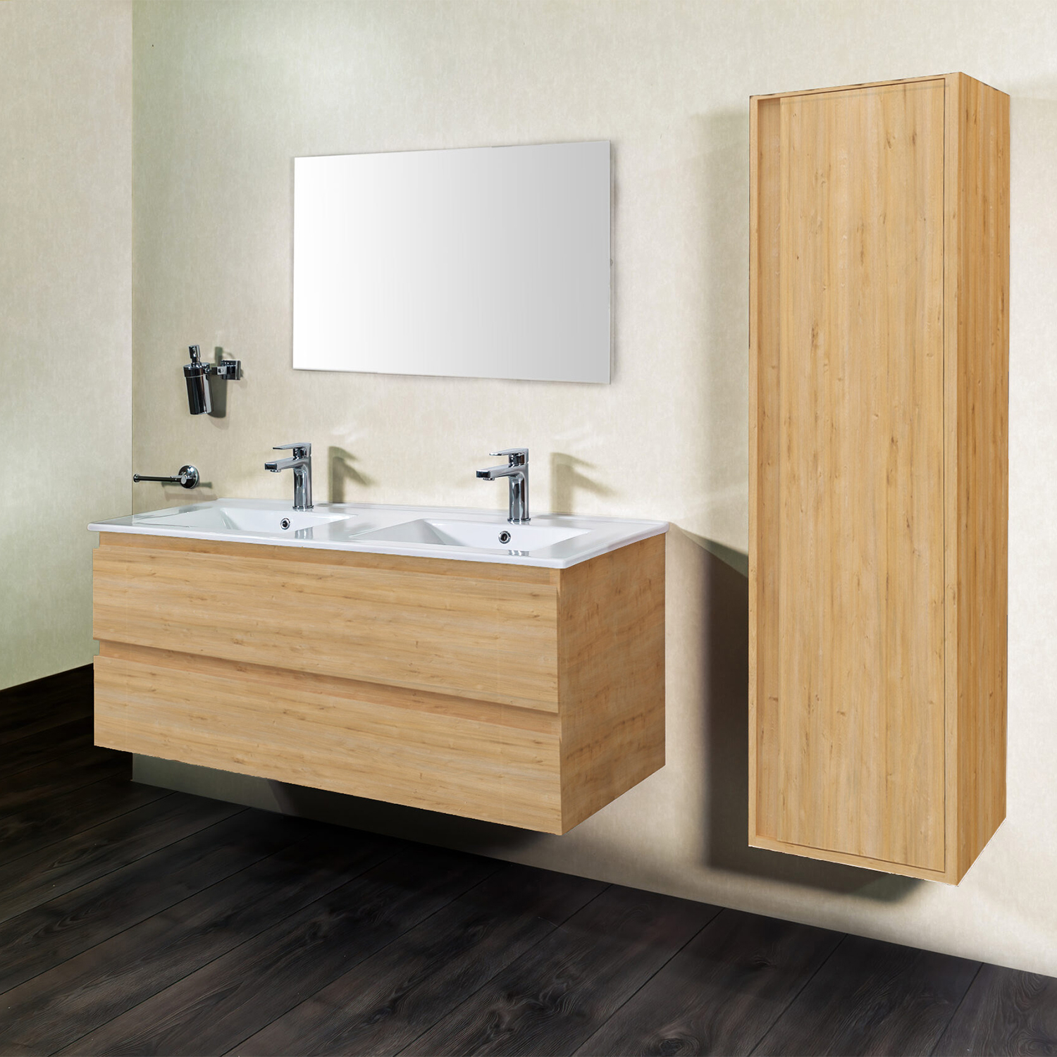 Boss & Wessing Badkamermeubelset BWS Sally 160 cm Vier Soft-Close Lades Licht Eiken