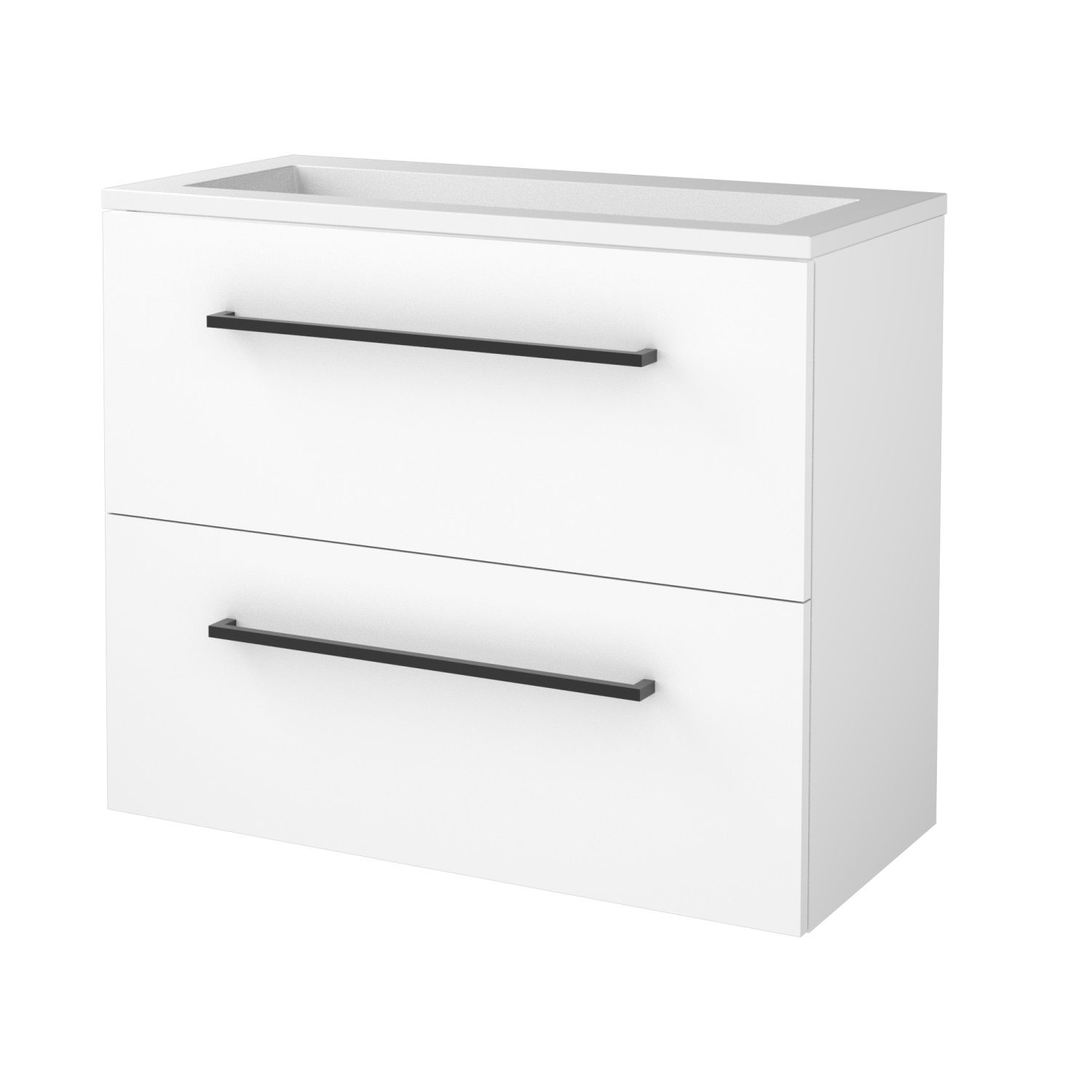 Boss & Wessing Badmeubelset BWS Salt 80x39cm Met Grepen 2 Lades Met Wastafel Acryl Ice White