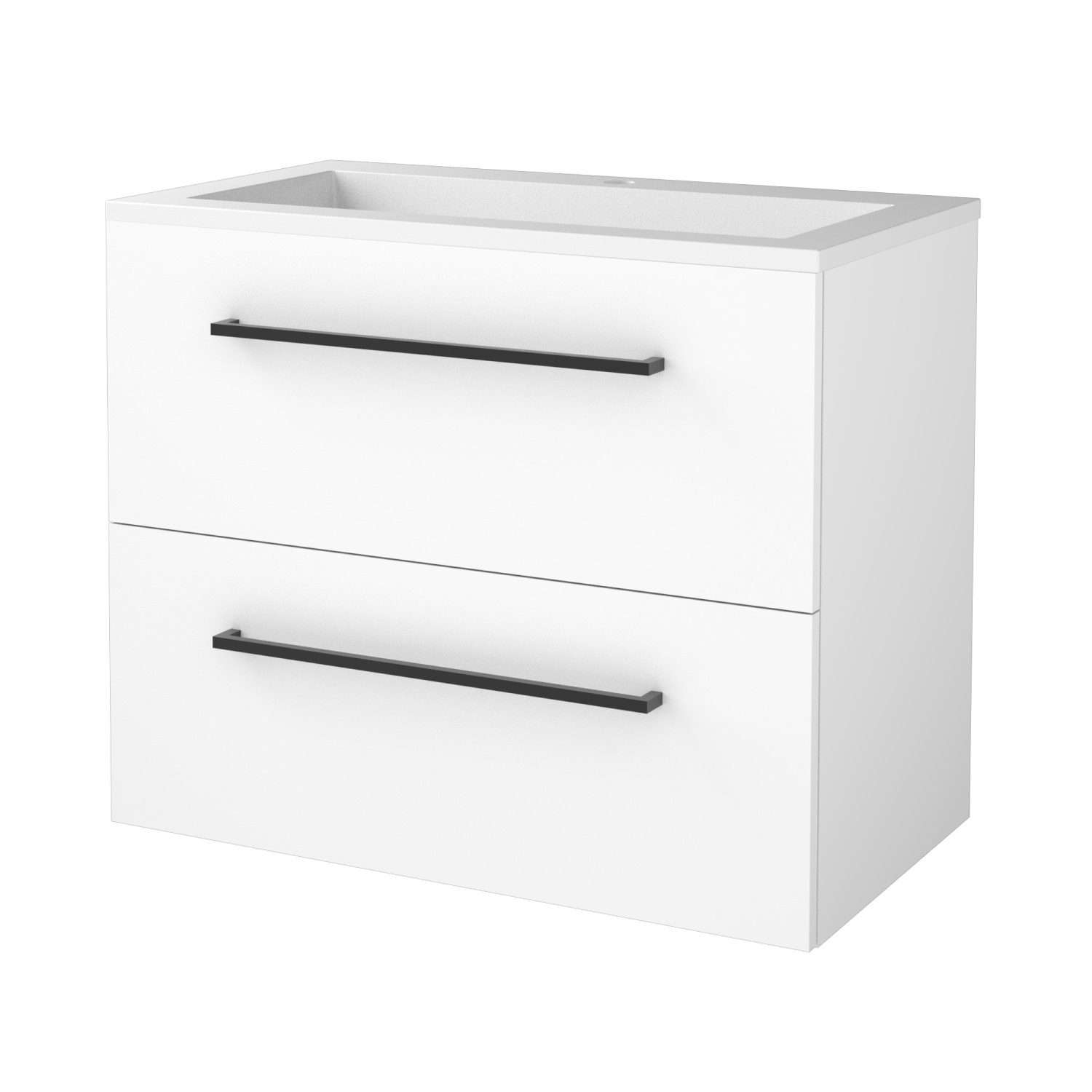 Boss & Wessing Badmeubelset BWS Salt 80x46cm Met Grepen 2 Lades Met Wastafel Acryl 1 Kraangat Ice White