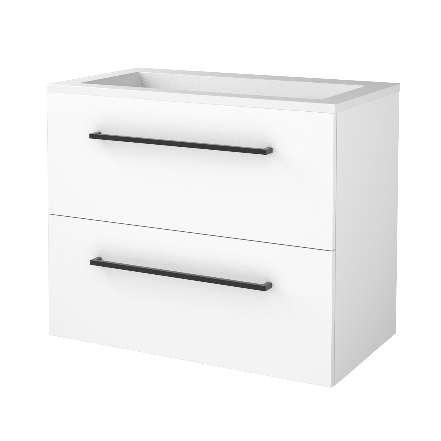 Boss & Wessing Badmeubelset BWS Salt 80x46cm Met Grepen 2 Lades Met Wastafel Acryl Ice White