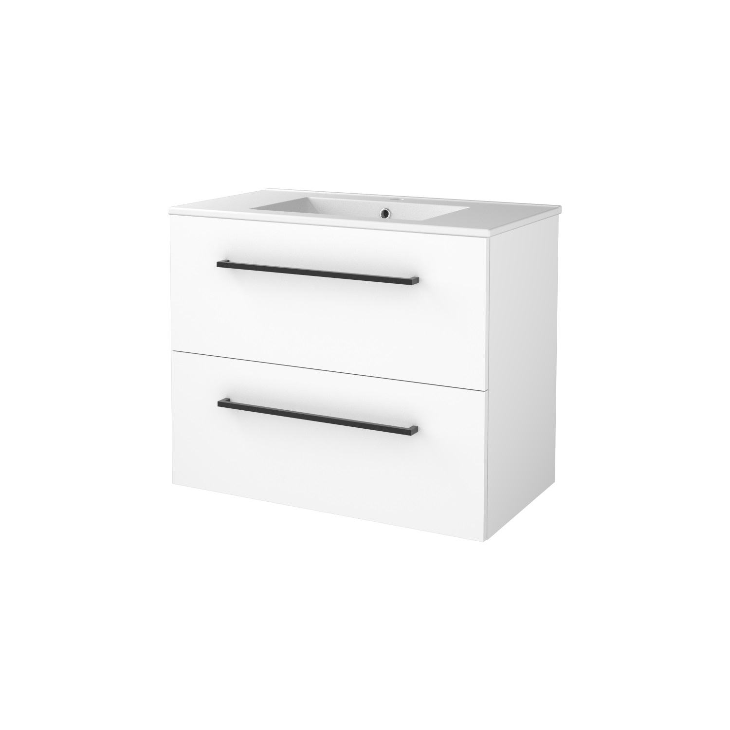 Boss & Wessing Badmeubelset BWS Salt 80x46cm Met Grepen 2 Lades Met Wastafel 1 Kraangat Ice White