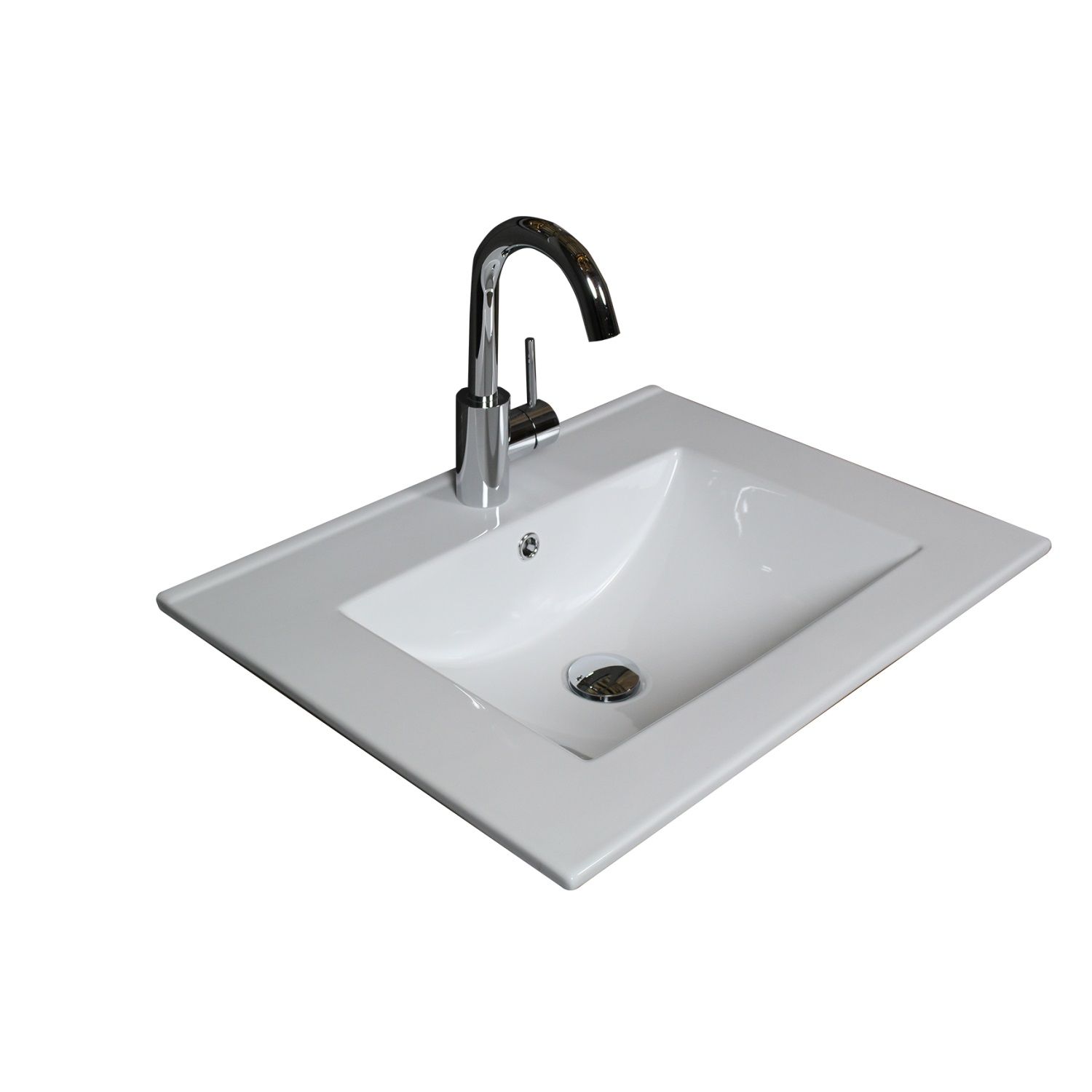 Boss & Wessing Badmeubelset BWS Salt 80x46cm Greeploos 2 Lades Met Wastafel 1 Kraangat Ice White