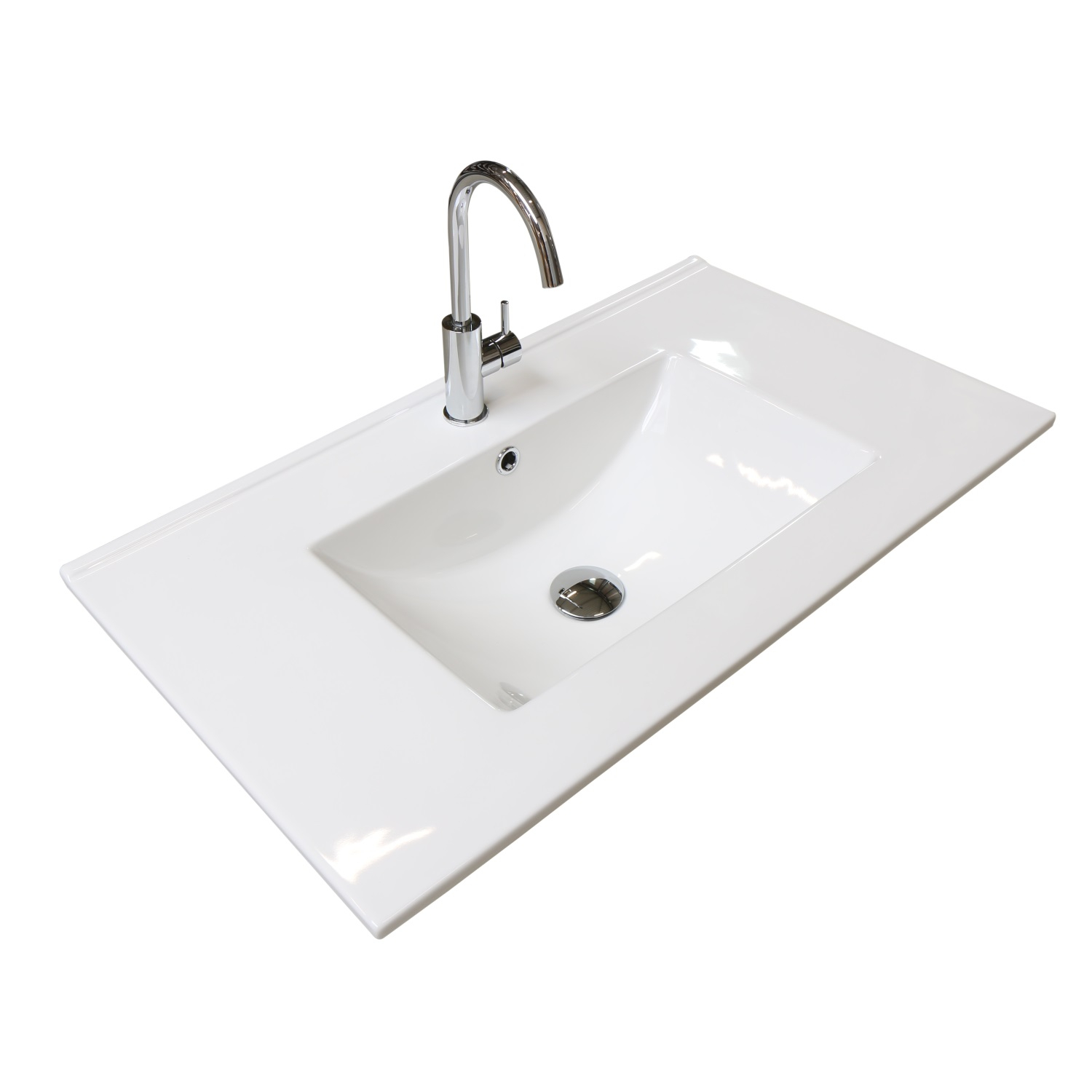 Boss & Wessing Badmeubelset BWS Salt 80x39cm Greeploos 2 Lades Met Wastafel Acryl Ice White