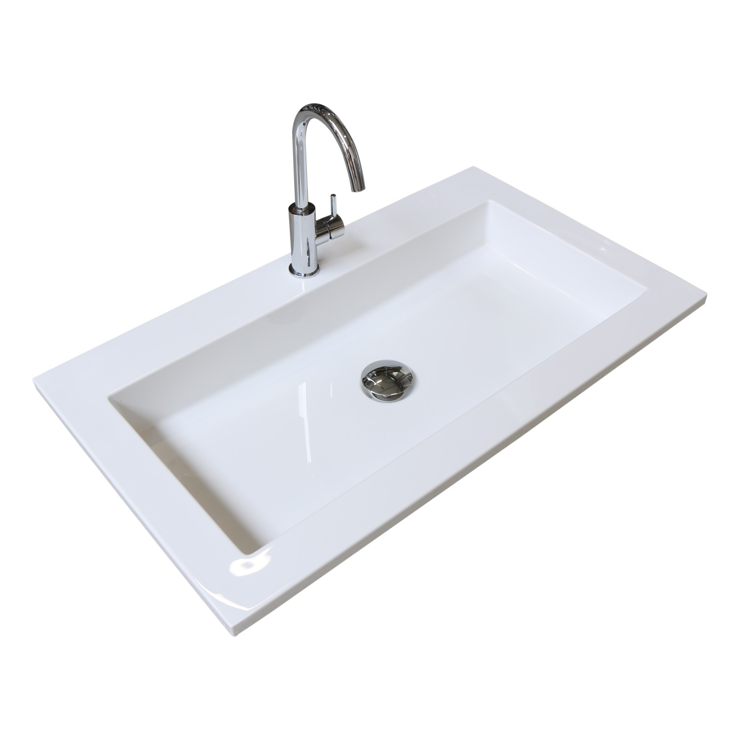 Boss & Wessing Badmeubelset BWS Salt 80x39cm Greeploos 2 Lades Met Wastafel Acryl 1 Kraangat Ice White