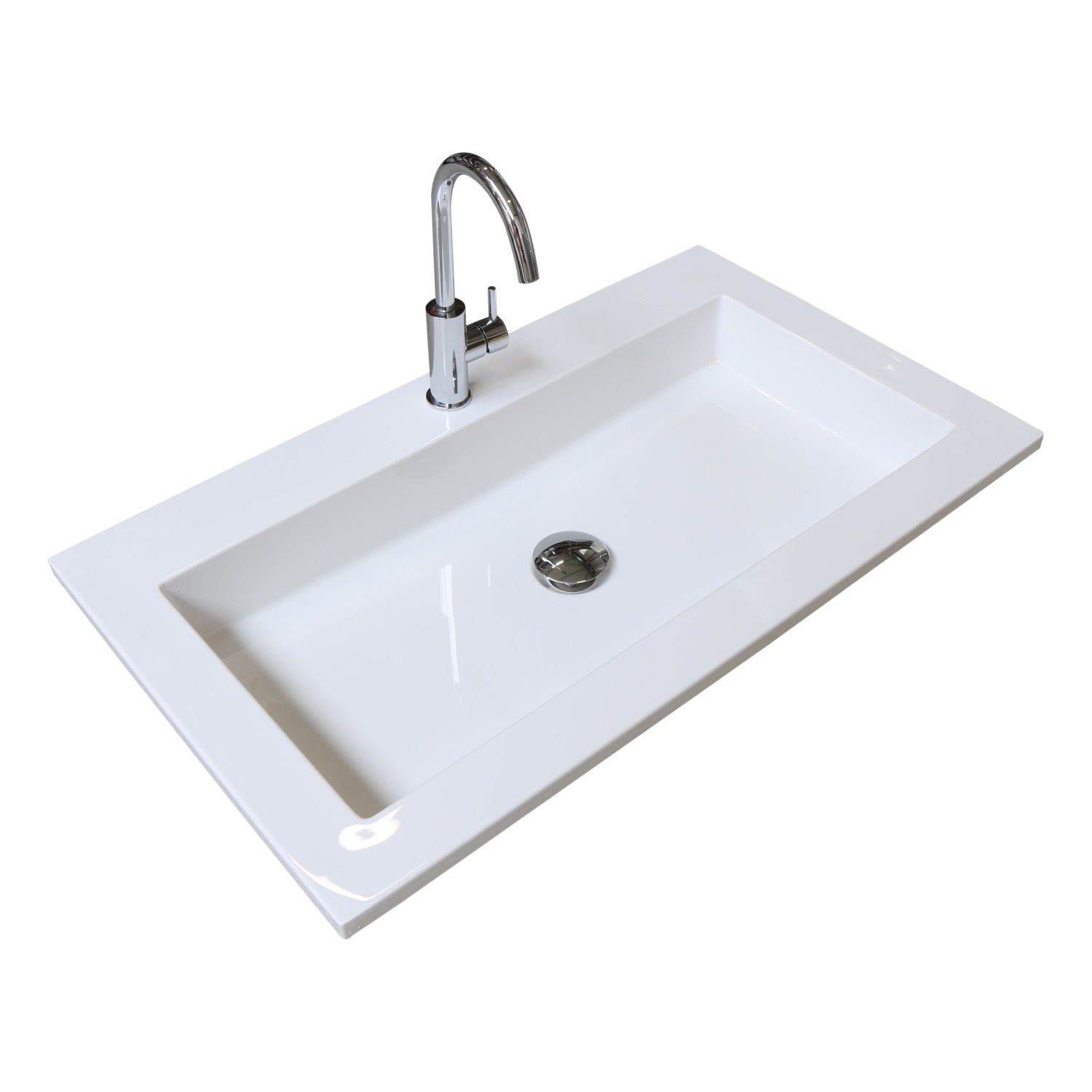 Boss & Wessing Badmeubelset BWS Salt 80x46cm Greeploos 2 Lades Met Wastafel Acryl Ice White