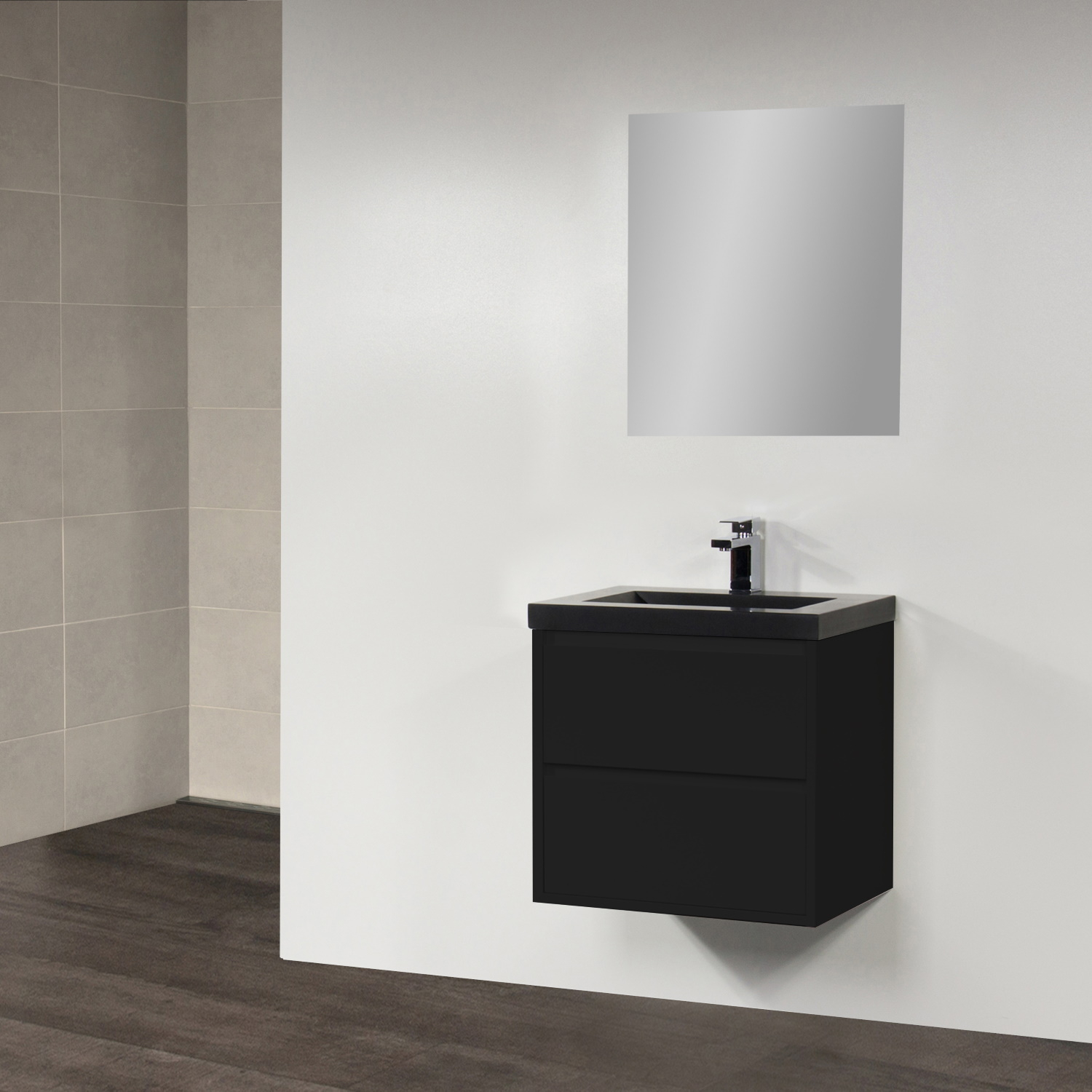 Sanitop Badkamermeubelset New Future 60cm Hoogglans Zwart