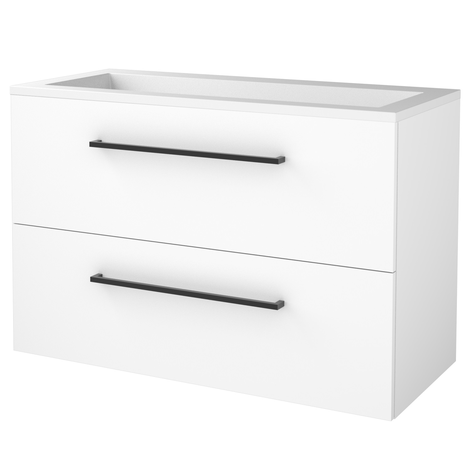Boss & Wessing Badmeubelset BWS Salt 100x46cm Met Grepen 2 Lades Met Wastafel Acryl Ice White