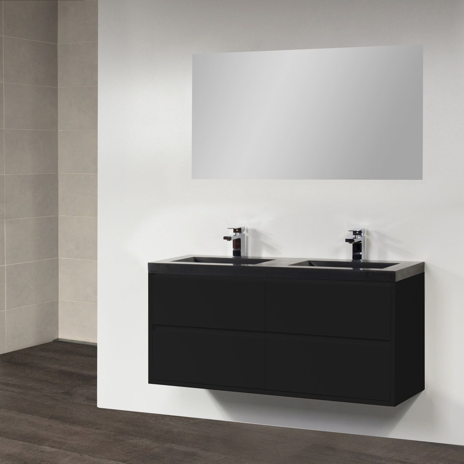 Sanitop Badkamermeubelset New Future 140 Hoogglans Zwart