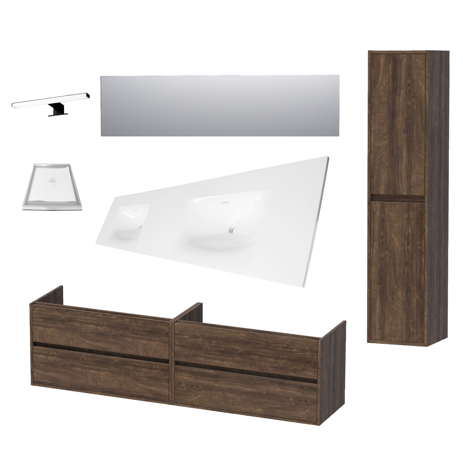 Sanitop Badkamermeubelset NEXXT 200cm Burned Bark