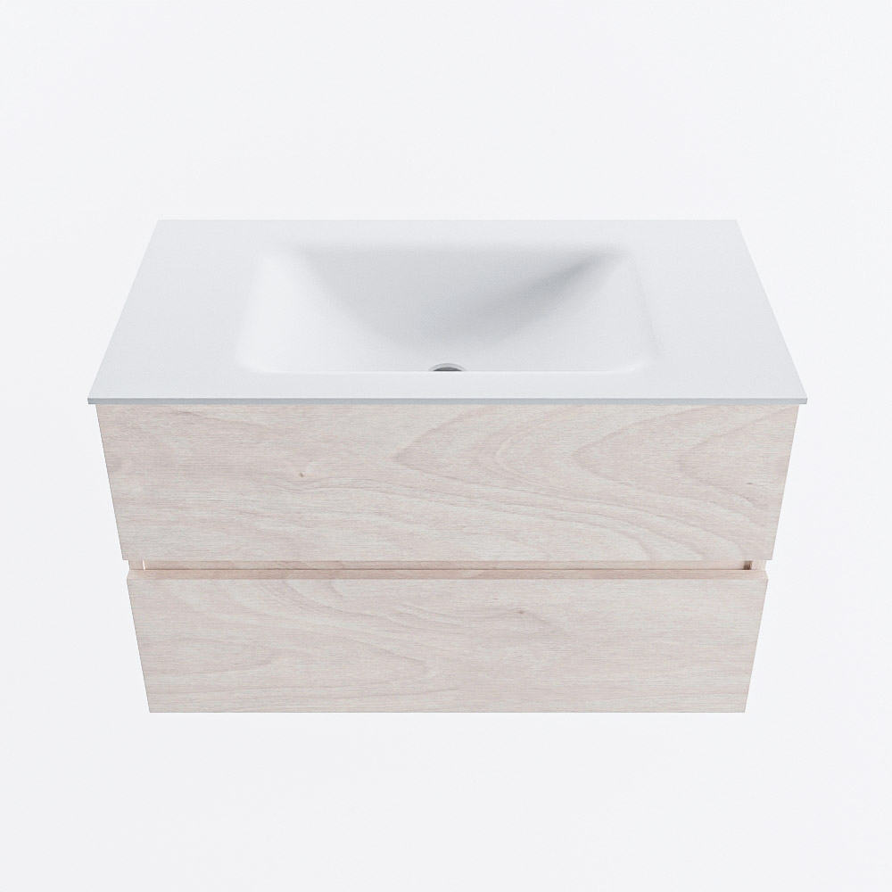 Mondiaz VICA 80cm badmeubel onderkast Underlayment 2 lades. Wastafel CLOUD midden zonder kraangat, kleur Talc.