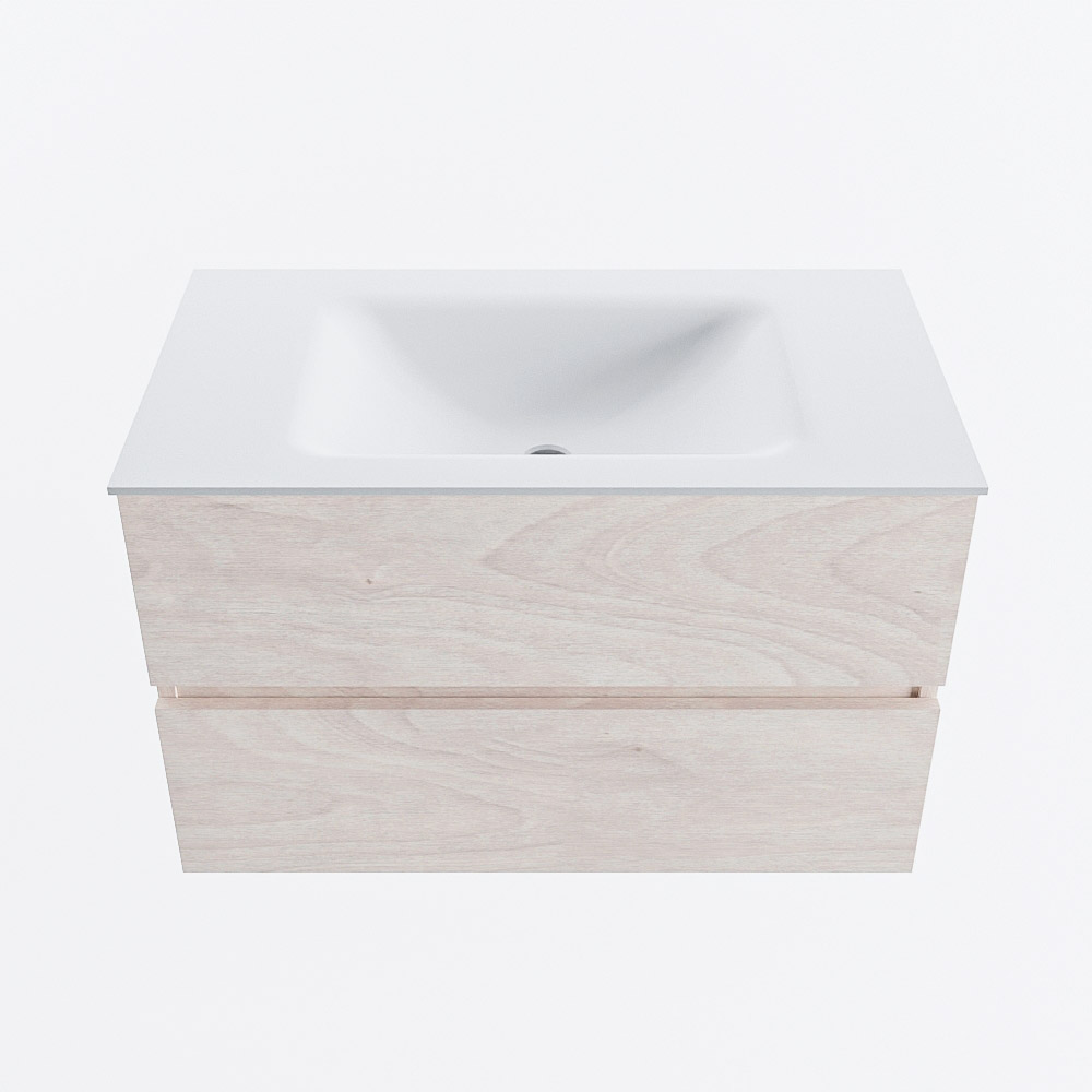 Mondiaz VICA 80cm badmeubel onderkast Underlayment 2 lades. Wastafel CLOUD midden 1 kraangat, kleur Talc.