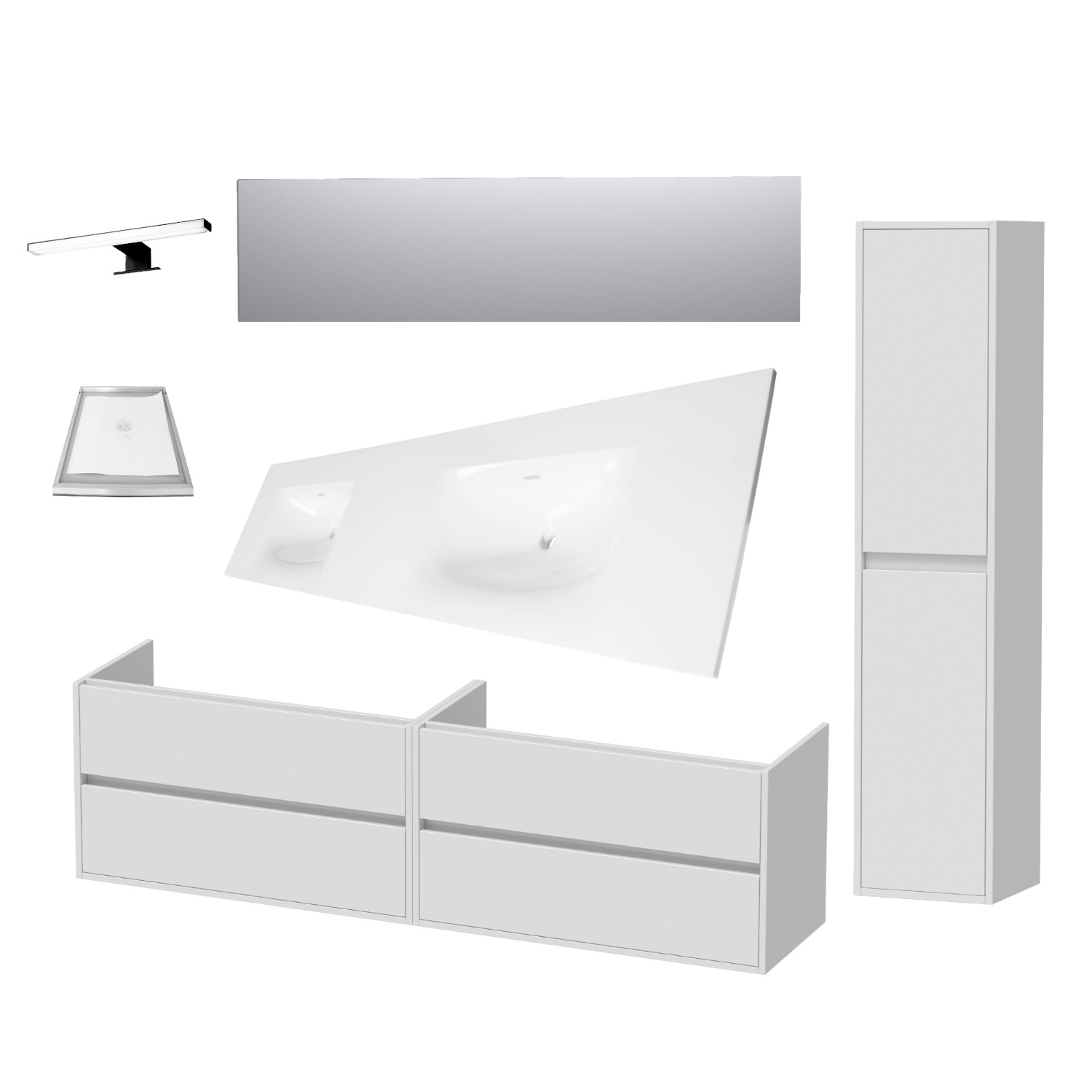 Sanitop Badkamermeubelset NEXXT 200cm Hoogglans Wit