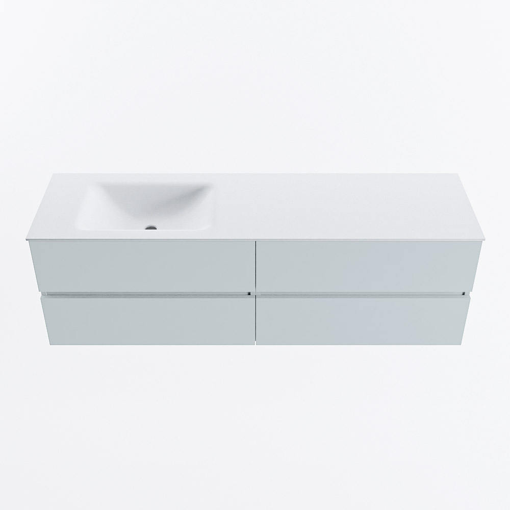 Mondiaz VICA 160cm badmeubel onderkast Clay 4 lades. Wastafel CLOUD links 1 kraangat, kleur Talc.