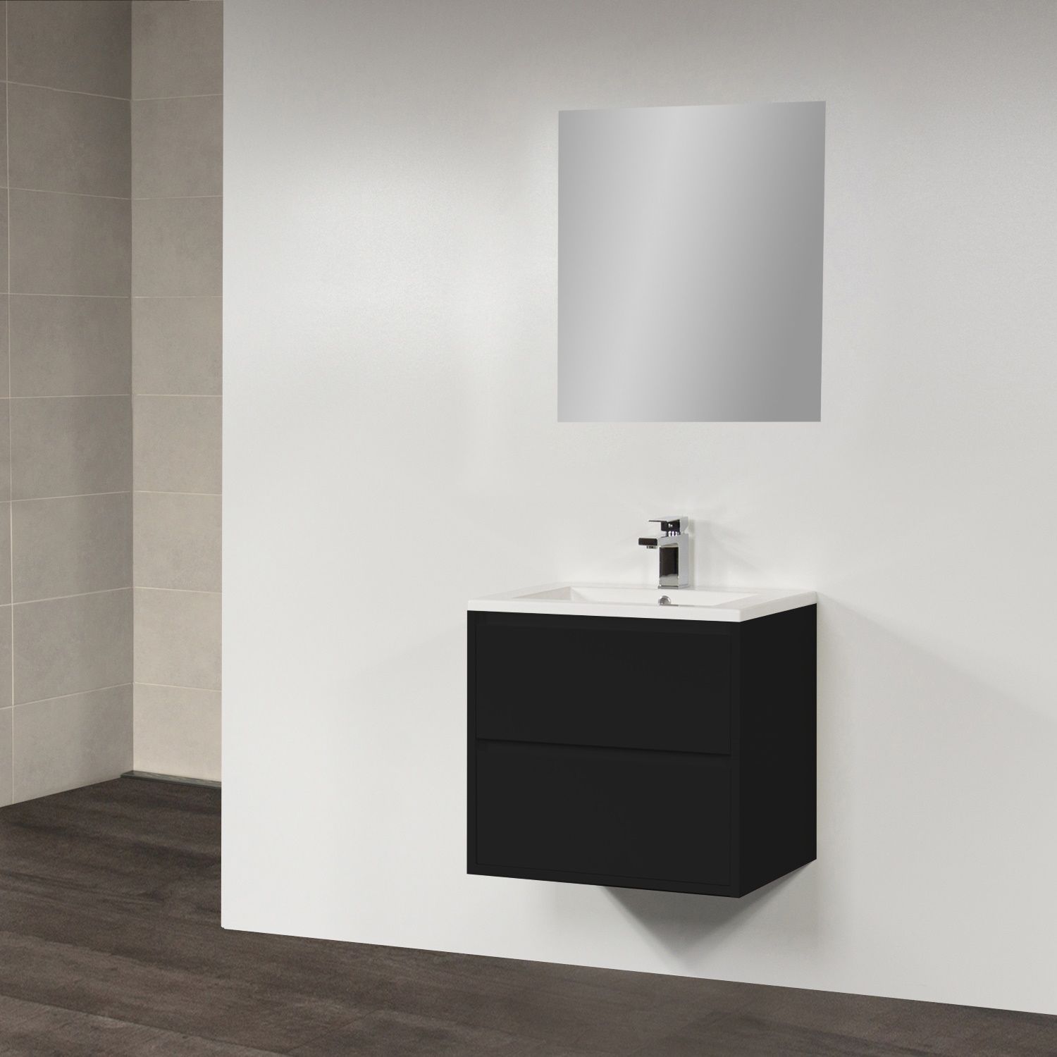 Sanitop Badkamermeubelset New Future Small 80cm Hoogglans Zwart