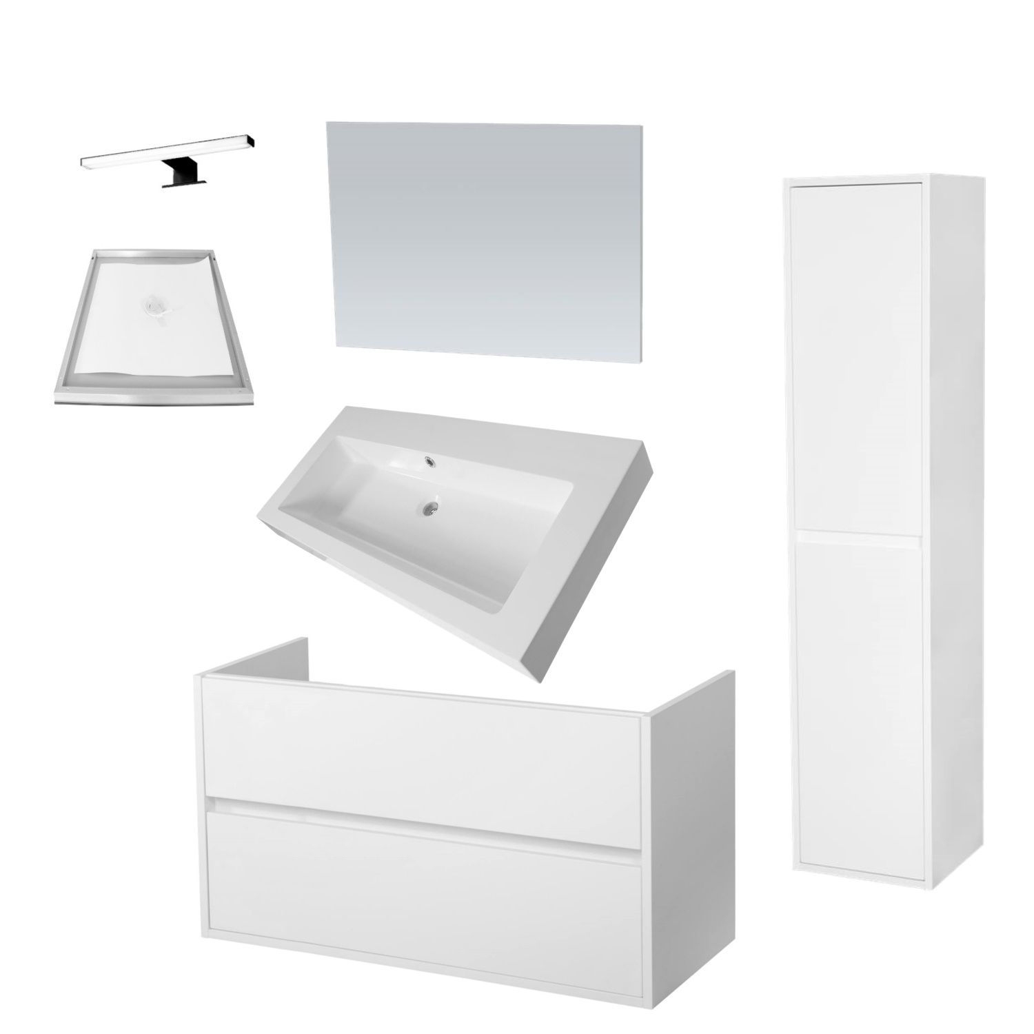 Sanitop Badkamermeubelset NEXXT Small 100cm Mat Wit