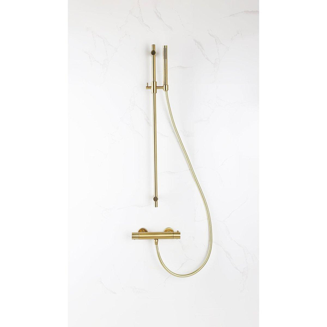 Fortifura Calvi douchekraan met glijstangset met staafhanddouche, gladde doucheslang Geborsteld Messing PVD (Goud) SW767490/SW720570/SW728176/SW720571