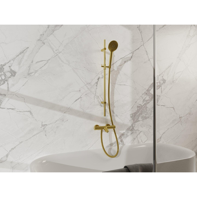 Fortifura Calvi Badkraan - met glijstangset - ronde handdouche - metalen doucheslang - geborsteld messing PVD (Goud) SW767490/SW799449/SW706206/SW720226