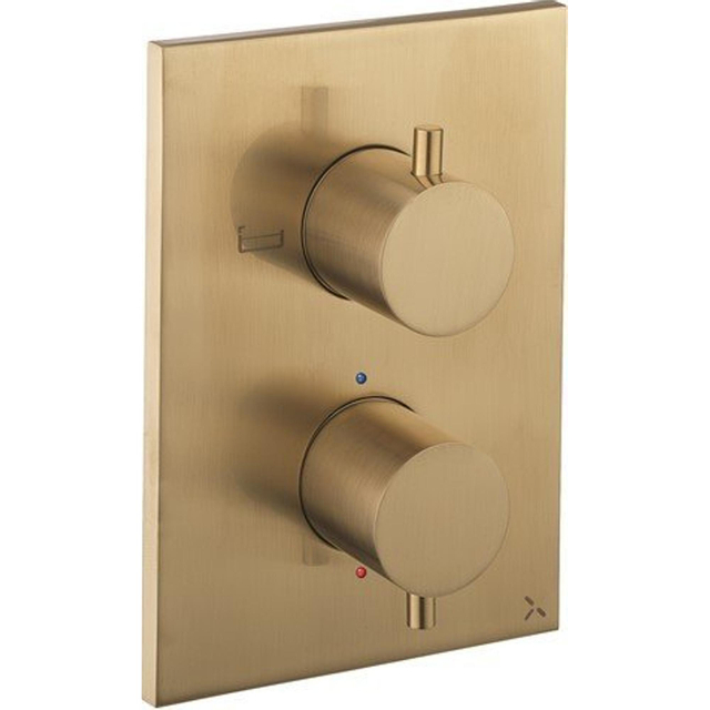 Crosswater MPRO Crossbox inbouw thermostatisch badkraan verticaal 2 uitgangen geborsteld messing PROCB1500LBPF_V2
