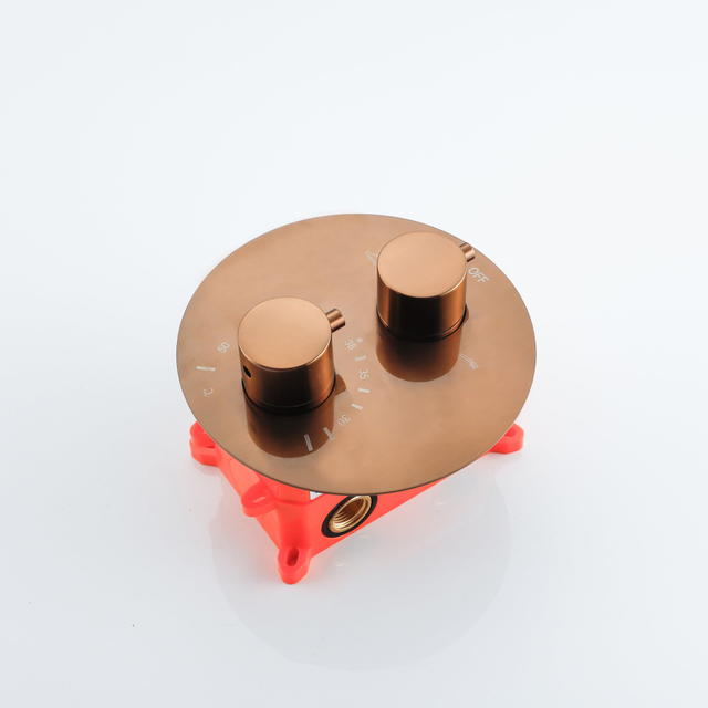 Fortifura Calvi Thermostatische Inbouwkraan - inbouwdeel - rond - Geborsteld koper SW1159496/SW1171111
