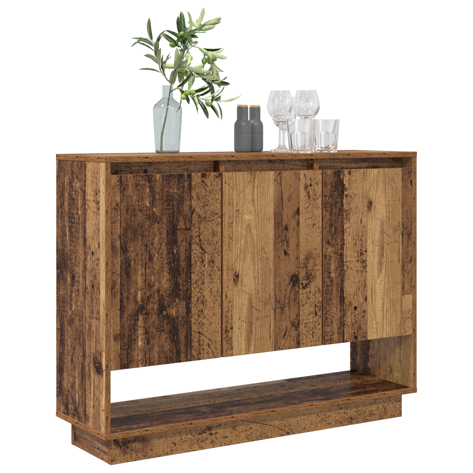 vidaXL Dressoir met plank met de deur Oud hout 97 x 29 x 75 cm Bewerkt hout