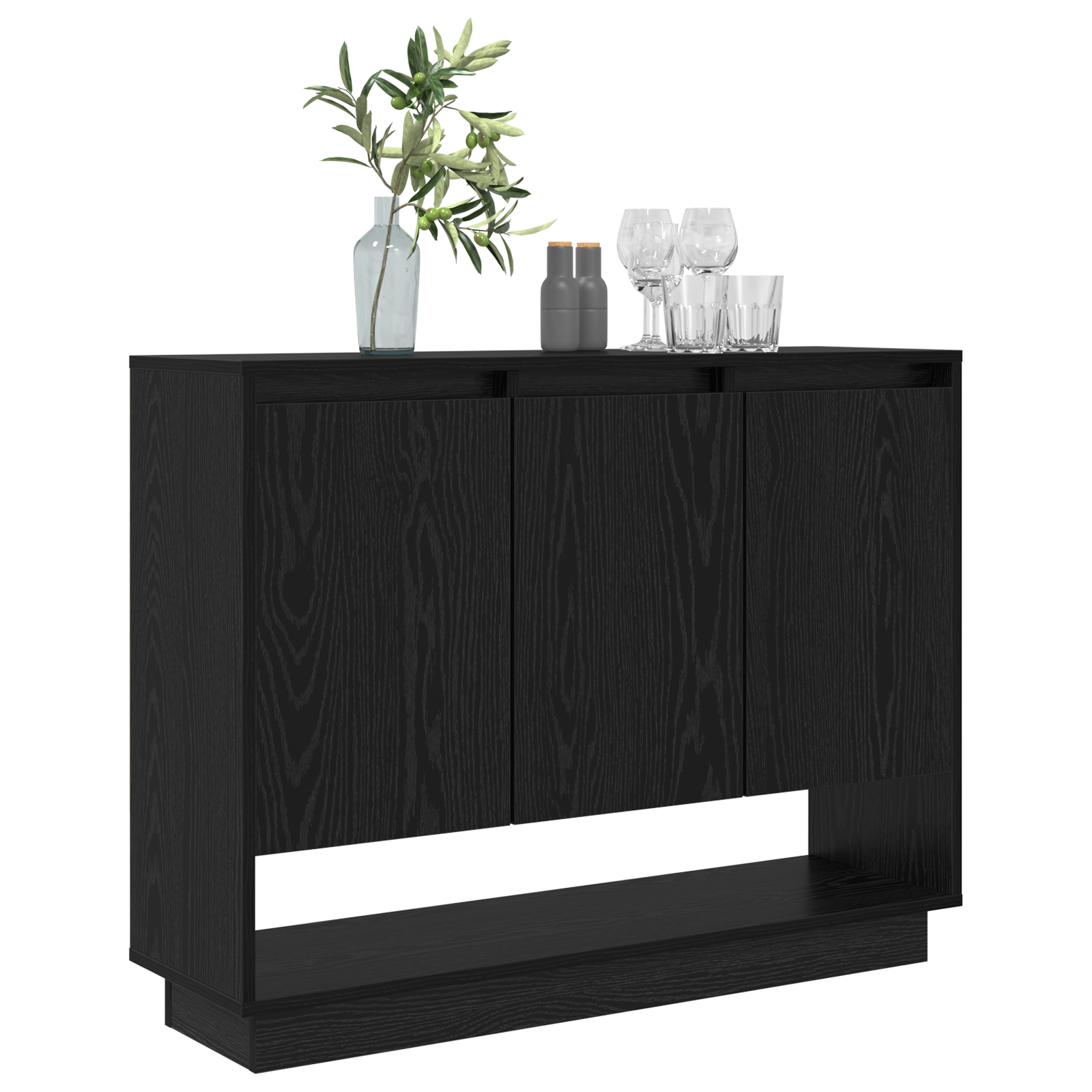 vidaXL Dressoir met plank met de deur Zwart eiken 97 x 29 x 75 cm Bewerkt hout