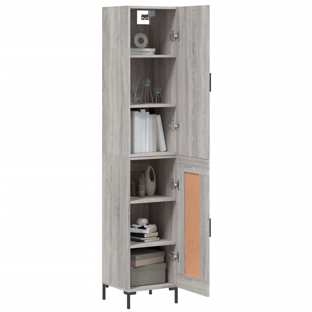 vidaXL Hoge kast 34,5x34x180 cm bewerkt hout grijs sonoma eikenkleurig