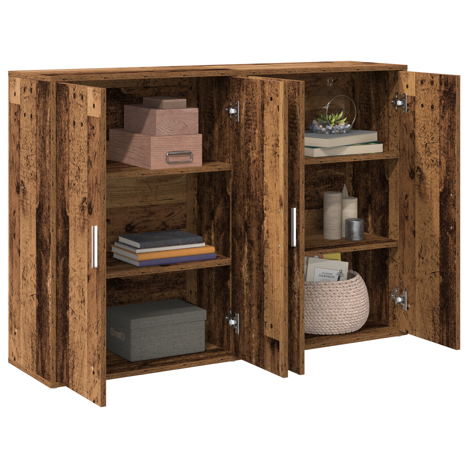 vidaXL Dressoir met plank met opslag met de deur Oud hout 60 x 31 x 84 cm Bewerkt hout