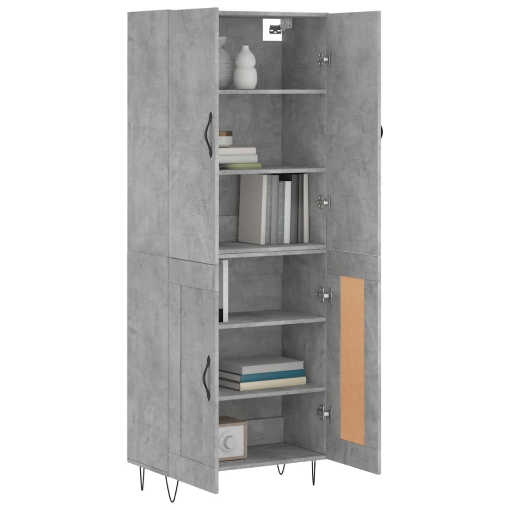 vidaXL Hoge kast 69,5x34x180 cm bewerkt hout betongrijs
