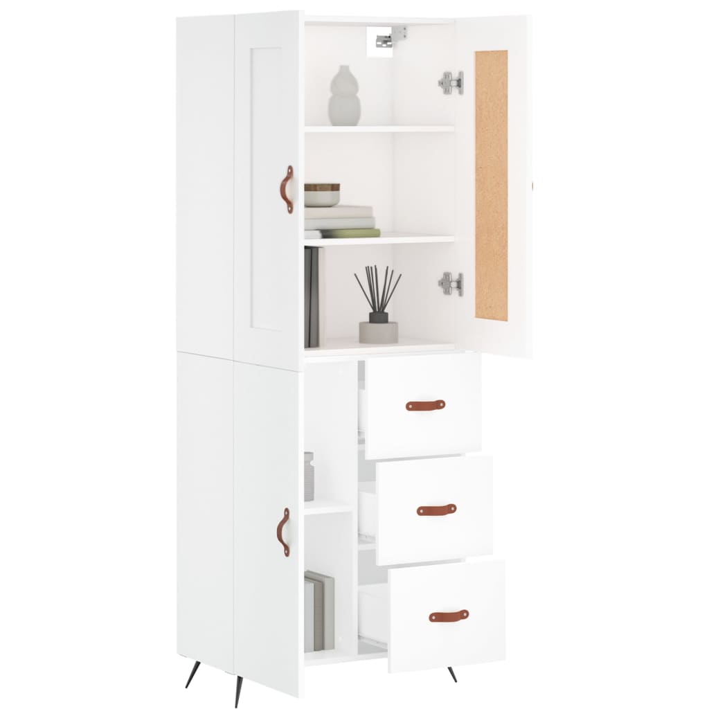 vidaXL Hoge kast 69,5x34x180 cm bewerkt hout wit